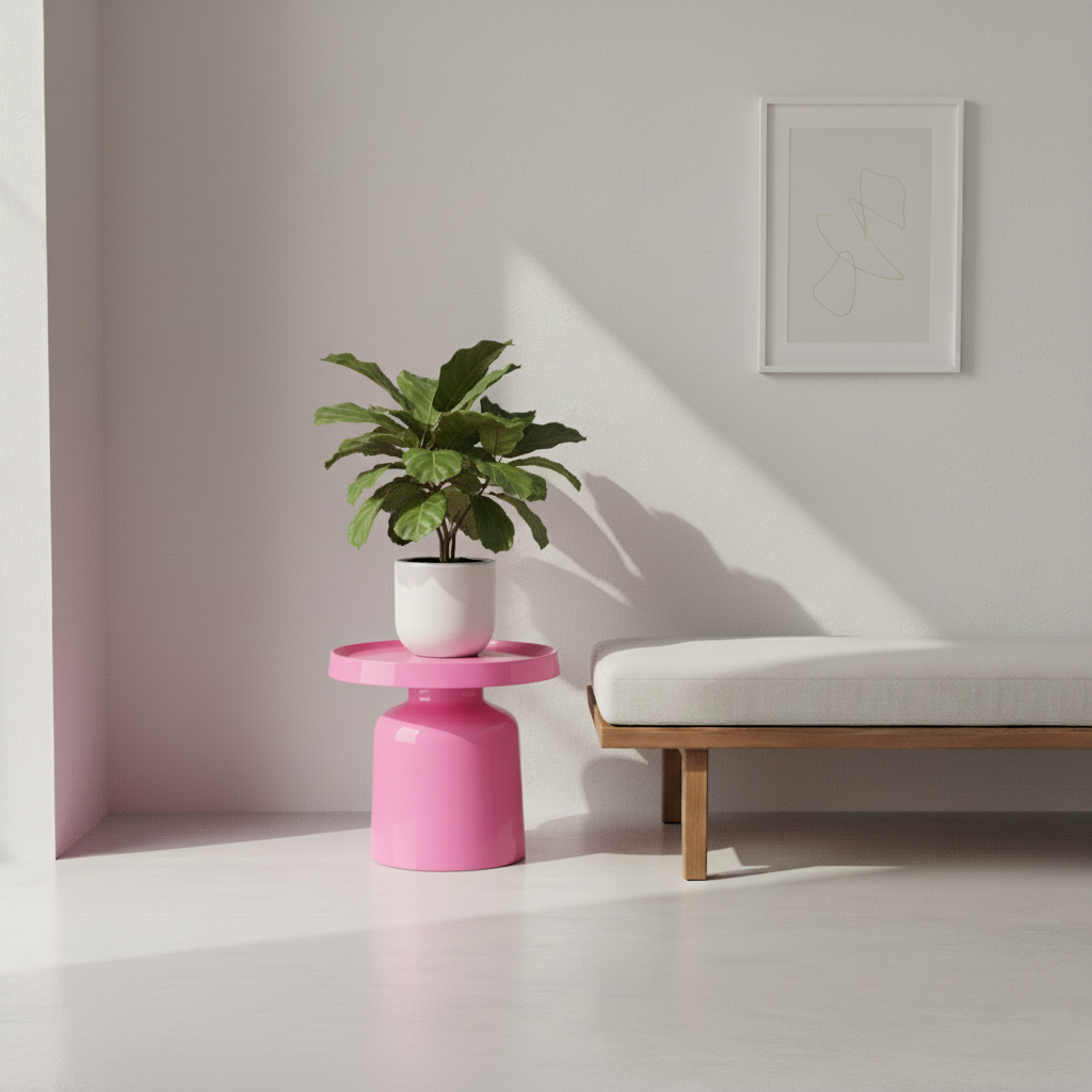 Beistelltisch Metall rund Neonrosa 43x42cm