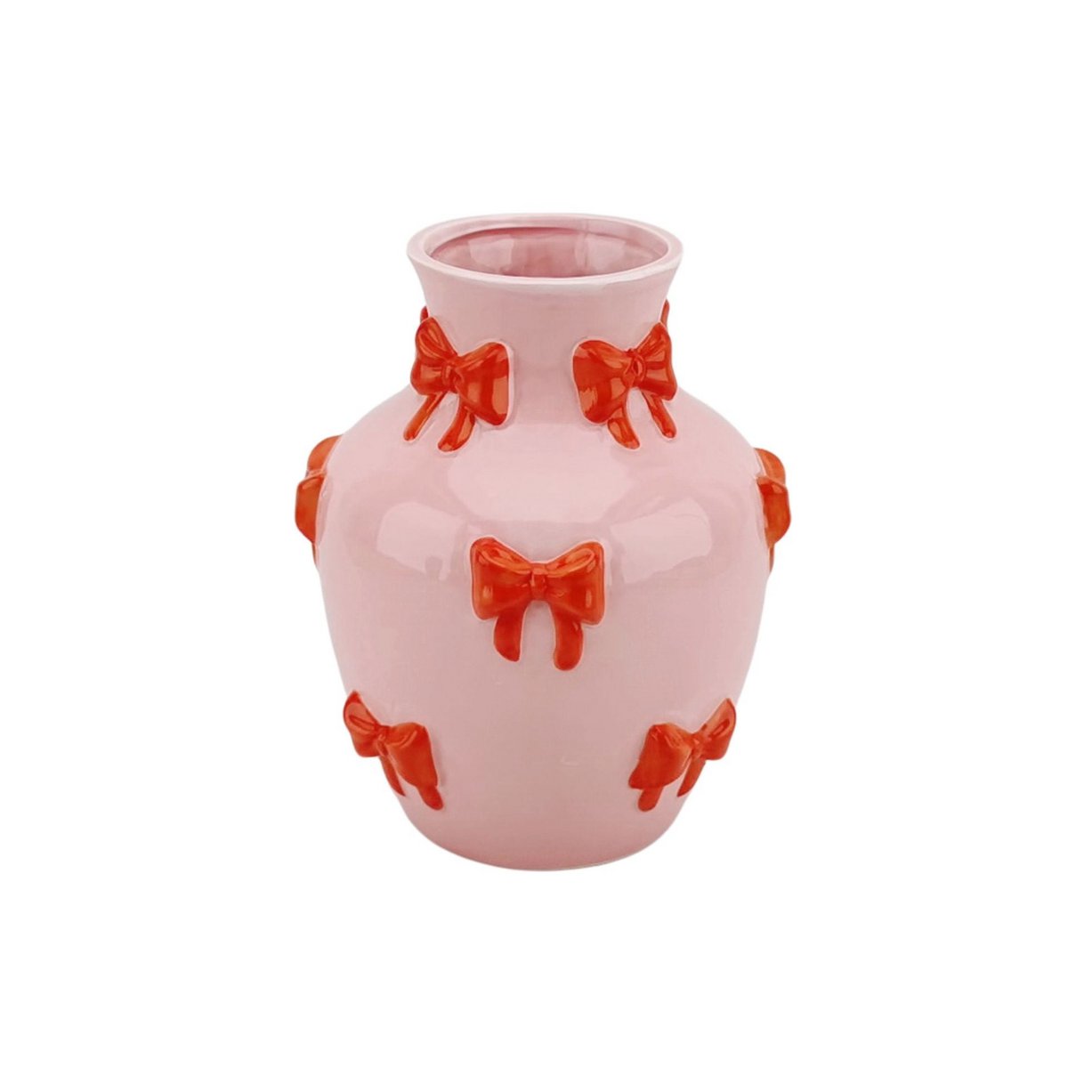 Vase Schleifen Keramik Rosa Rot 14x14x19 cm 3D-Optik