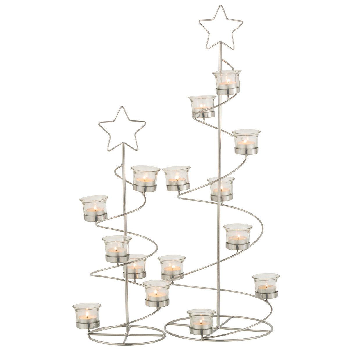 J-Line Teelichthalter Baum Spirale Metall/Glas Tannenbaum
