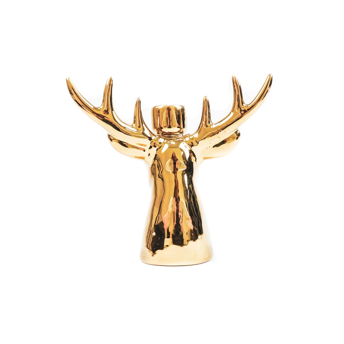 Kerzenhalter Rentier Deko Keramik gold 11x6x11cm