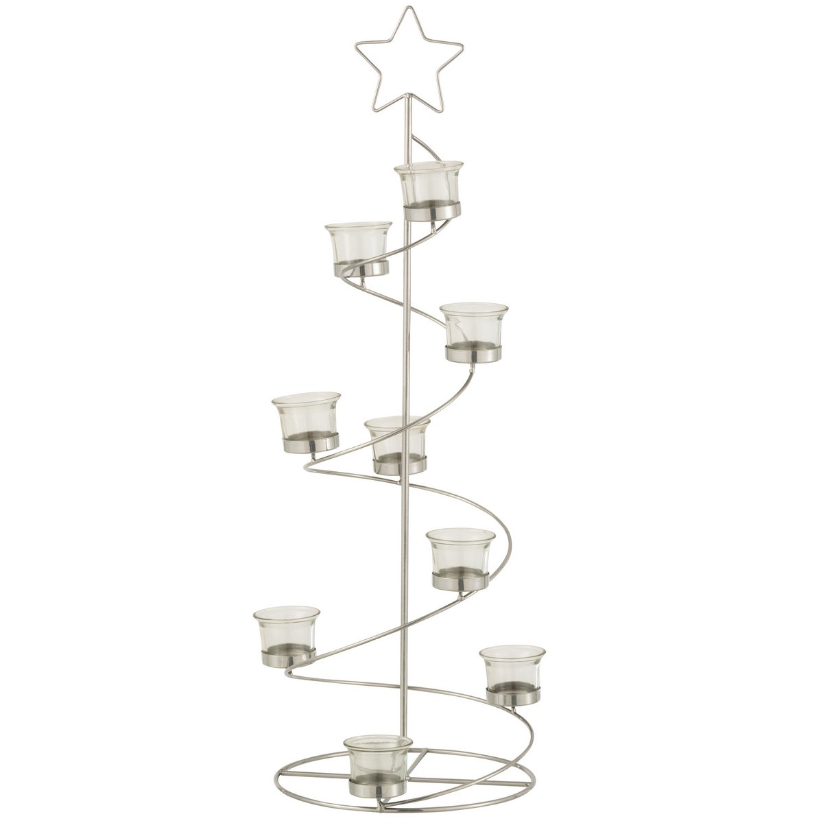 J-Line Teelichthalter Baum Spirale Metall/Glas Tannenbaum