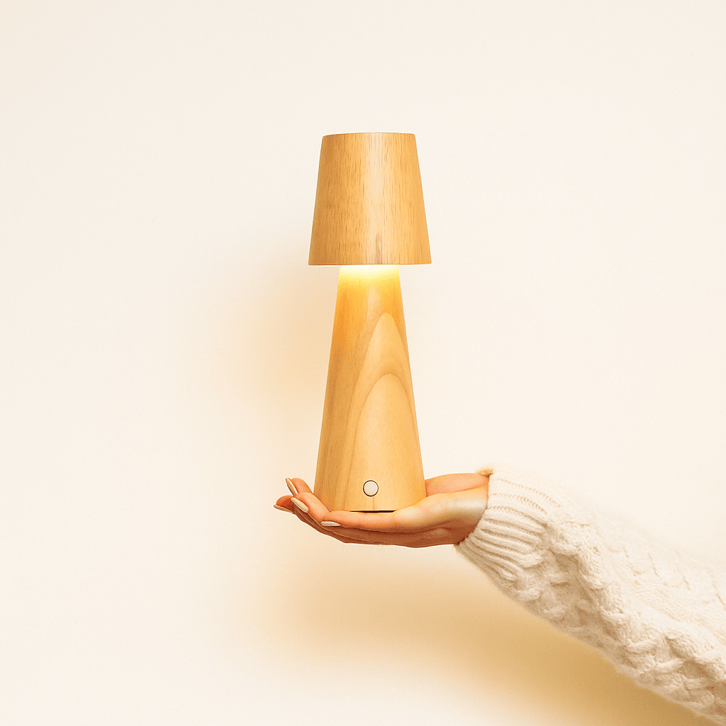 LED Tischlampe Lucas Braun dimmbar kabellos