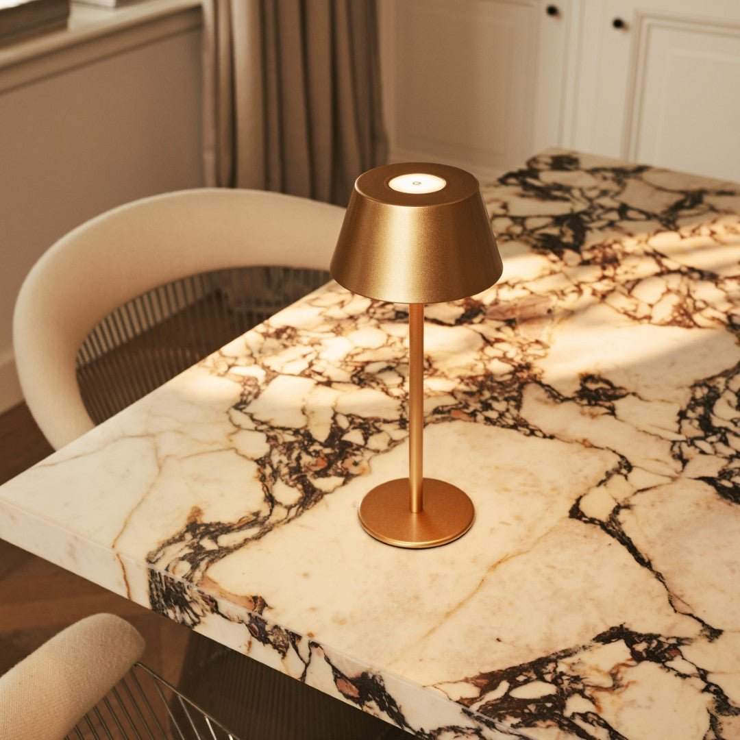 Aufladbare LED Tischlampe Milou Gold dimmbar kabellos