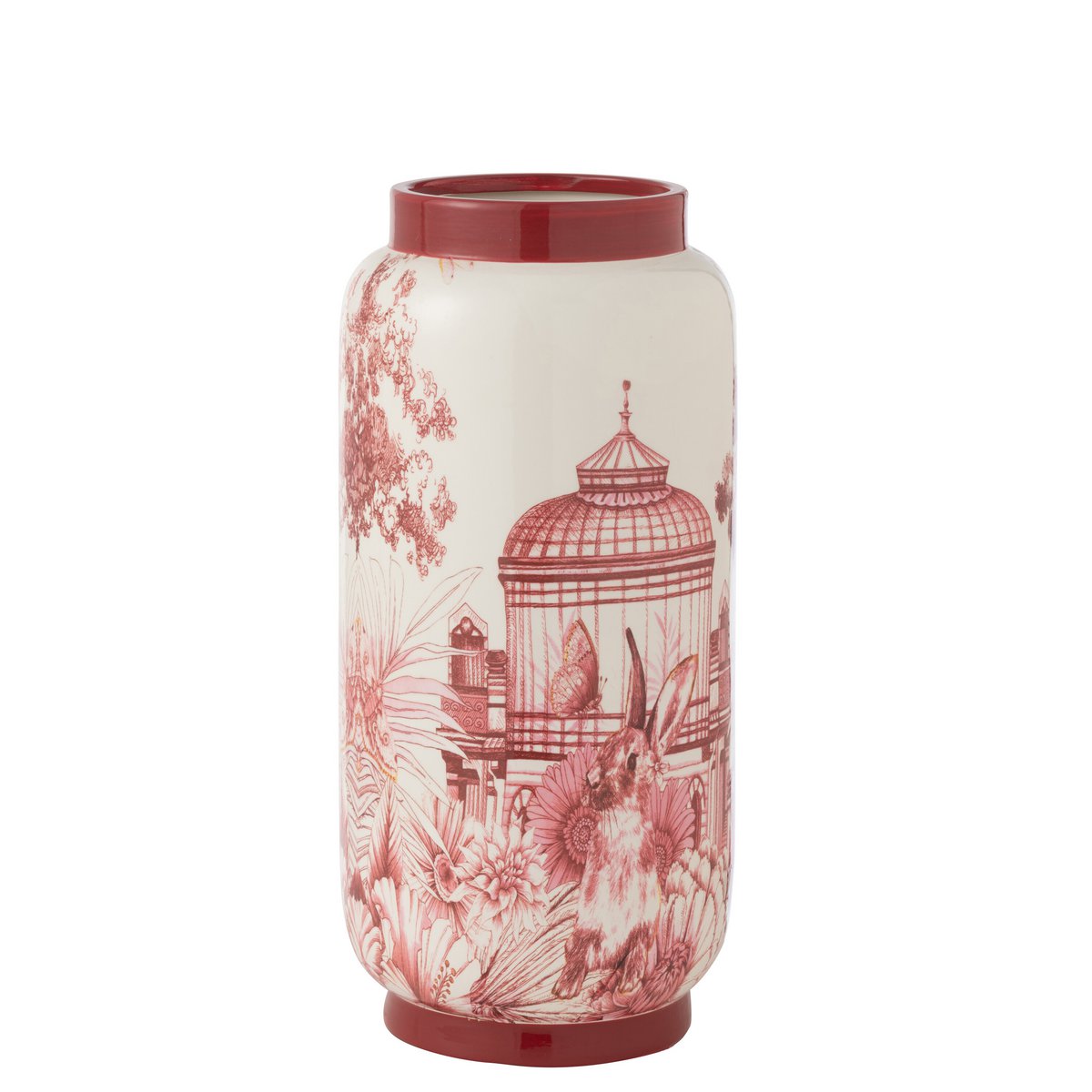 Porellanvase in rot weiß bemalt asiatisch