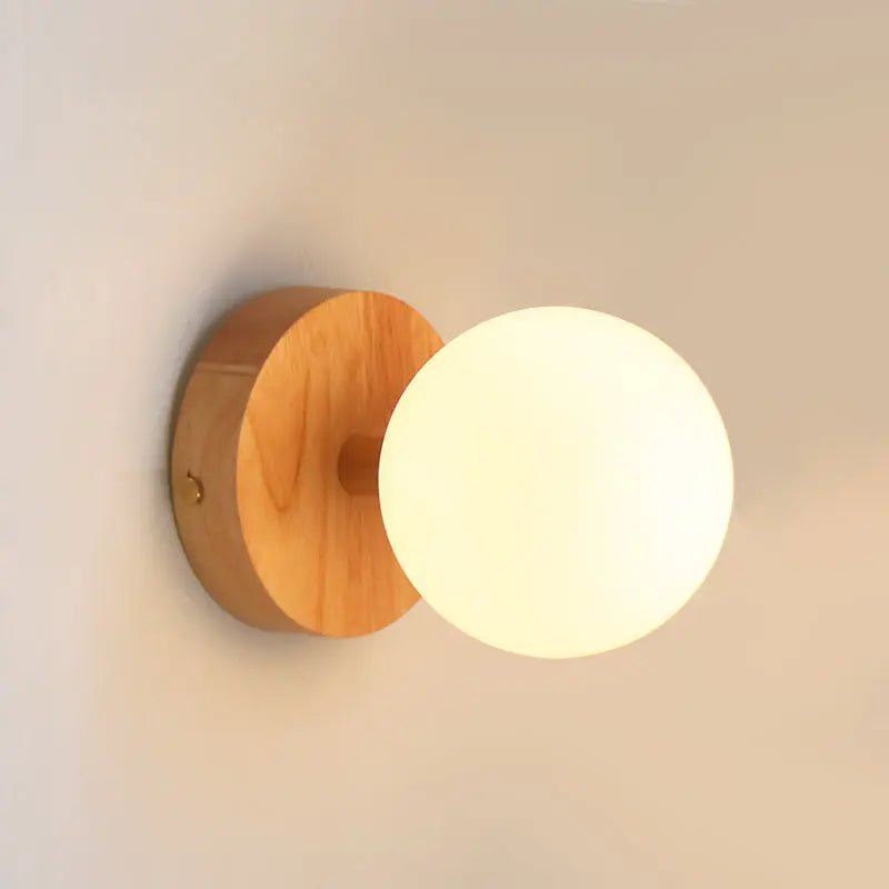Wiederaufladbare LED Wandlampe Richella Holz Glas dimmbar kabellos
