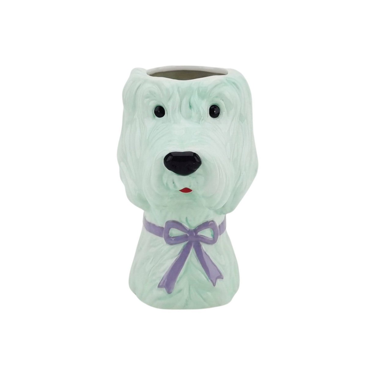 Vase Hund Bobtail mint Keramikvase