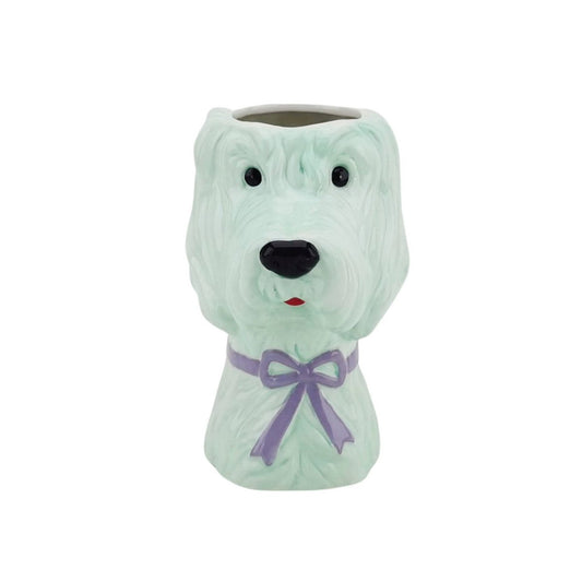 Vase Dog Bobtail mint ceramic vase