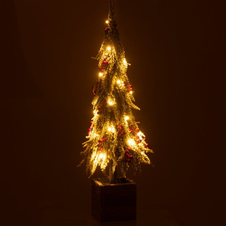 J-Line Weihnachtsbaum+LED Kunststoff Schnee Grün/Rot Medium