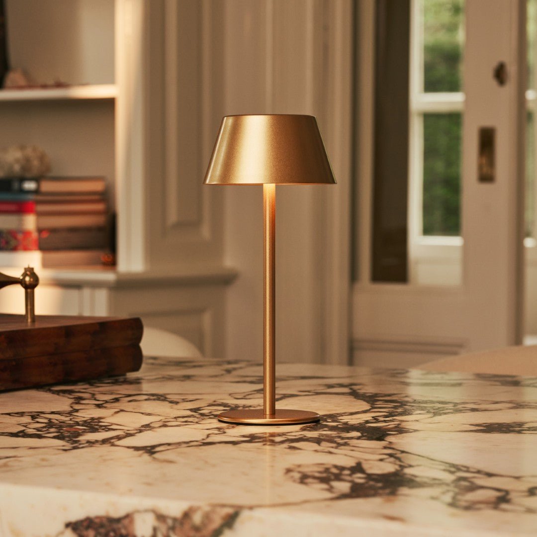 Aufladbare LED Tischlampe Milou Gold dimmbar kabellos