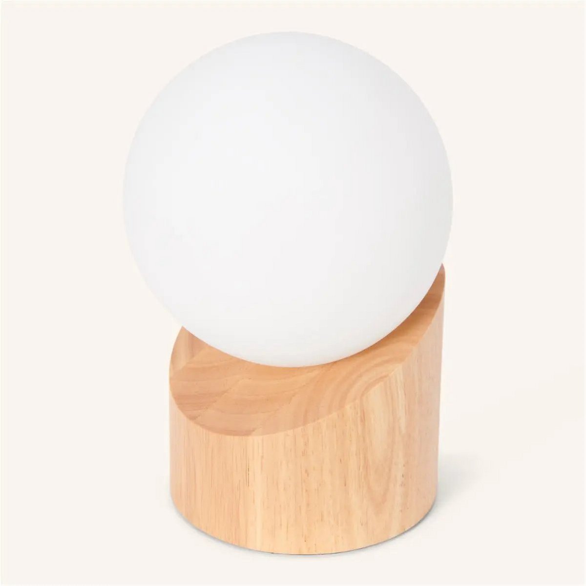 Tischlampe Quin Kautschukholz Glaskugel Stoffkabel