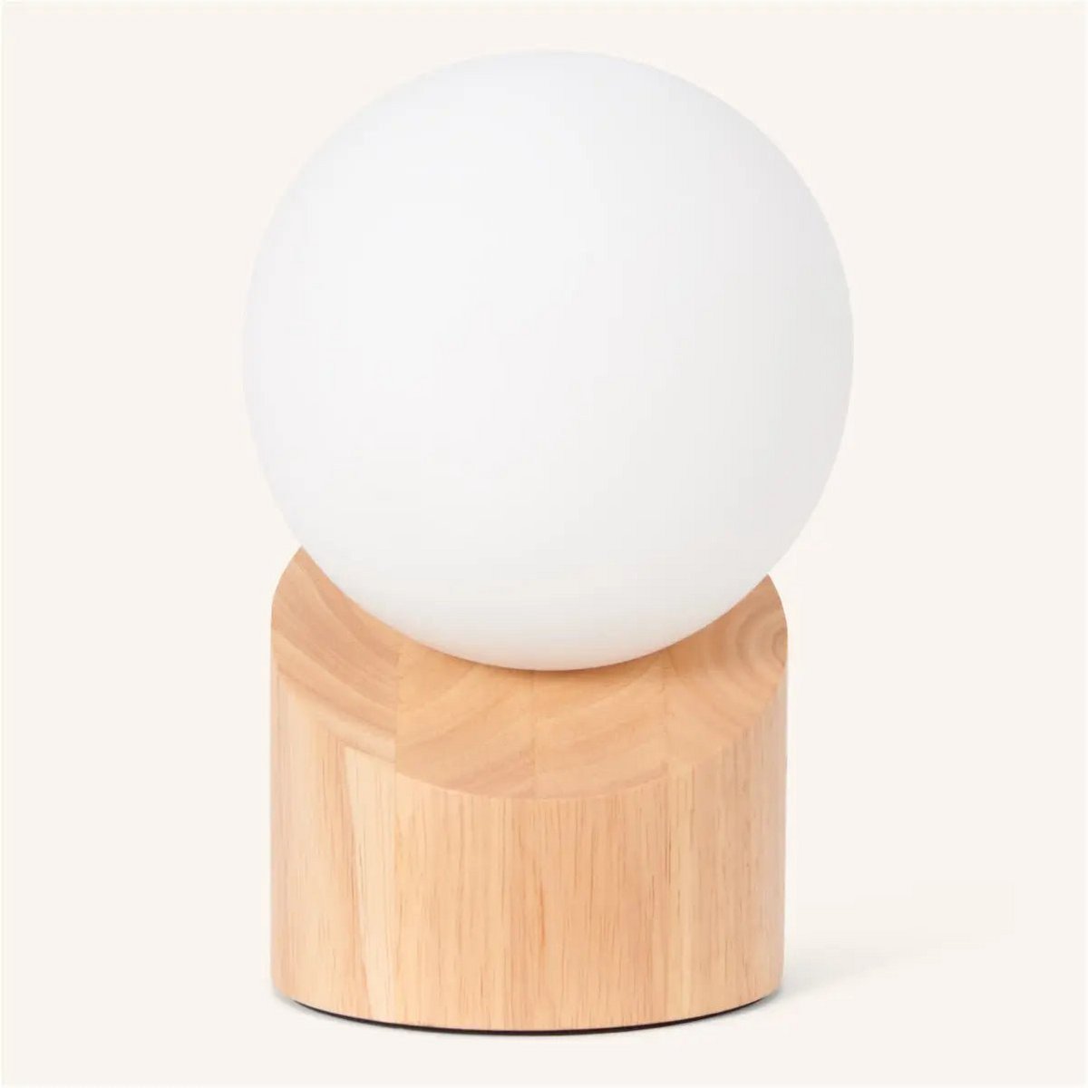 Tischlampe Quin Kautschukholz Glaskugel Stoffkabel