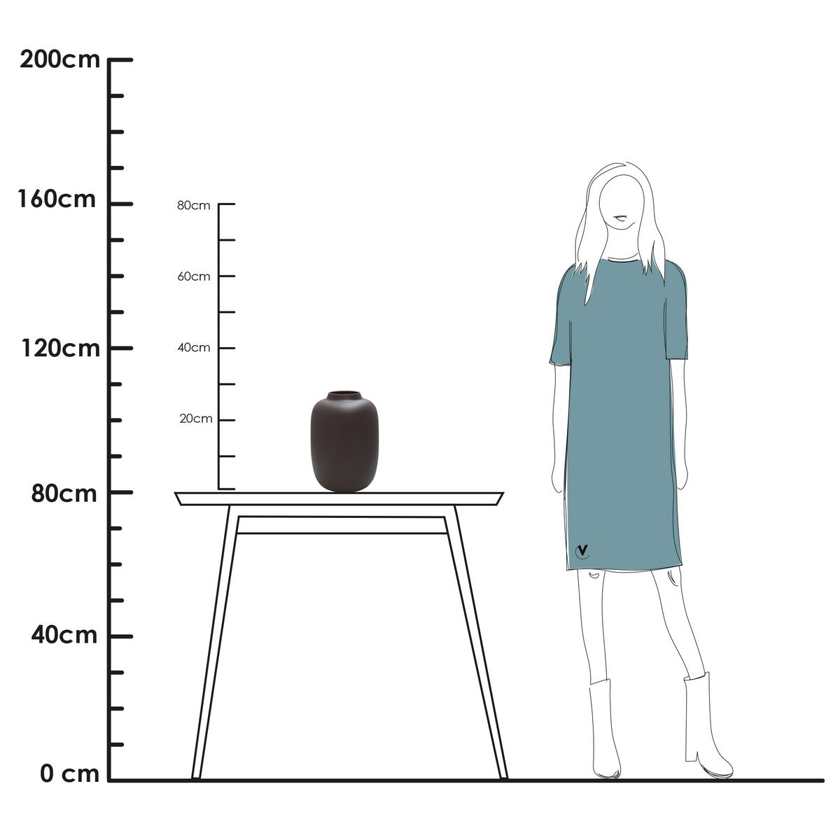 Tischvase Glasvase schwarz matt 29 cm für Blumen Glas