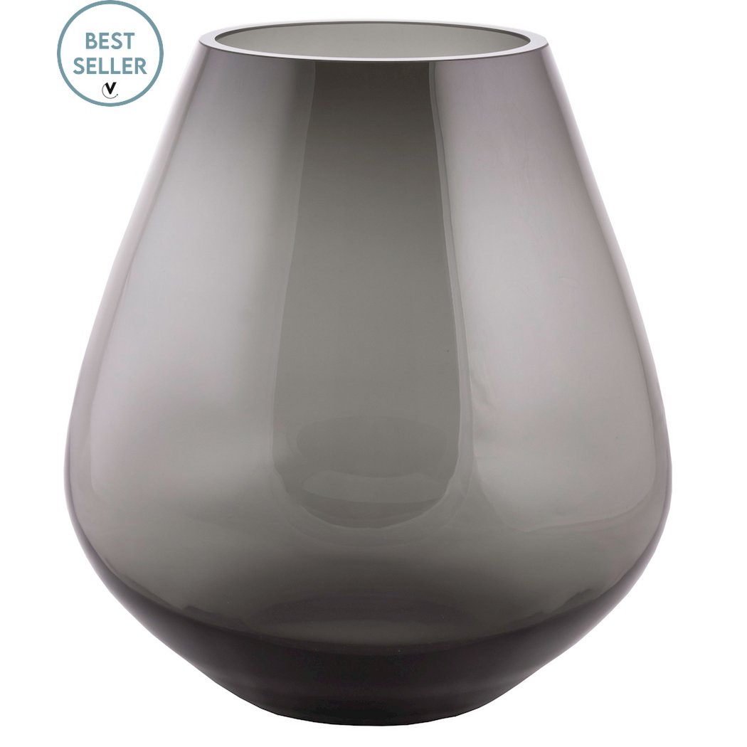 Vase grau 28 cm mundgeblasen durchscheinend