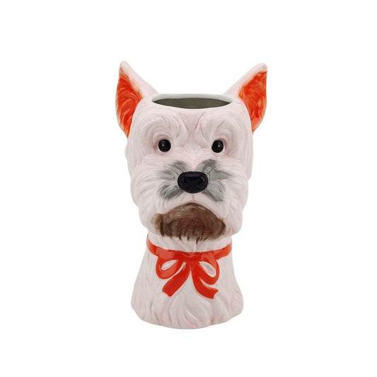 Vase -Dog Yorshire Terrier - Pink/Orange Ceramic