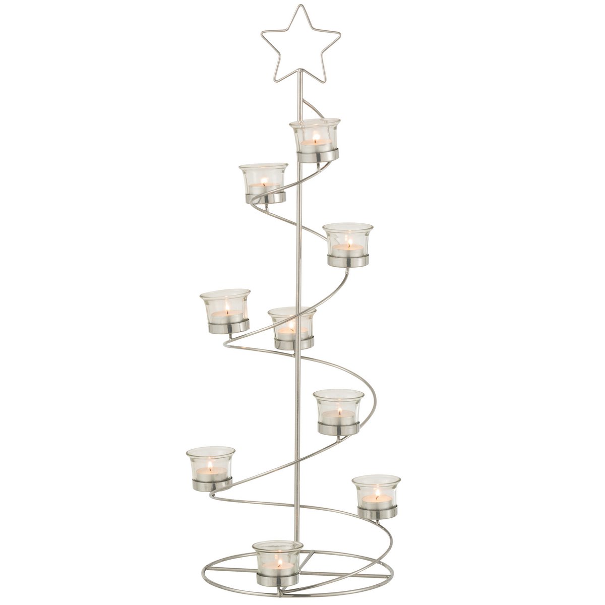 J-Line Teelichthalter Baum Spirale Metall/Glas Tannenbaum