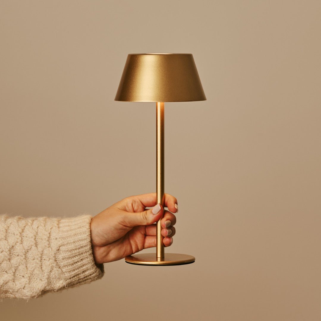 Aufladbare LED Tischlampe Milou Gold dimmbar kabellos