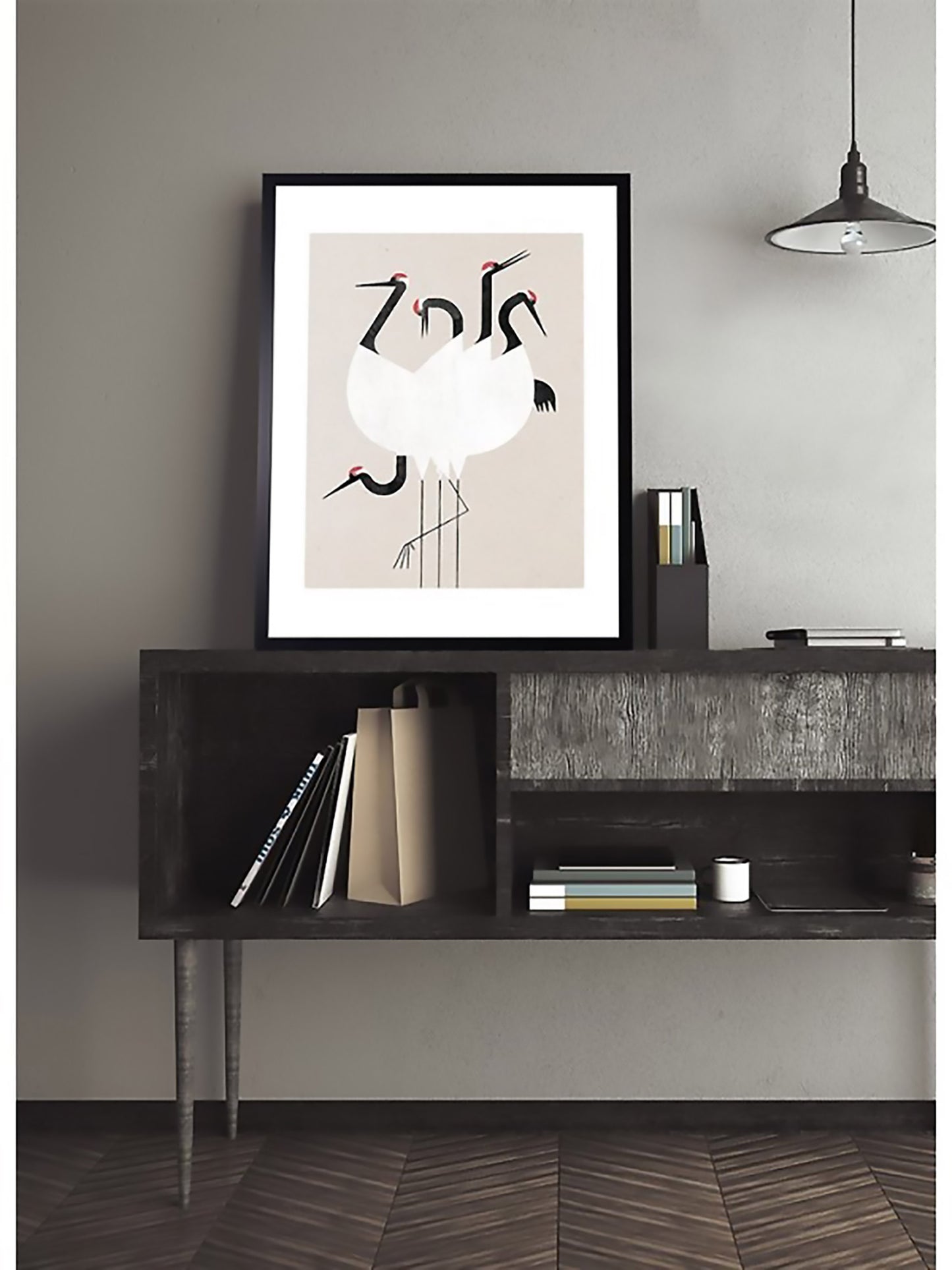 Wandbild als Wanddeko mit japanischer Grafik aus Vögeln