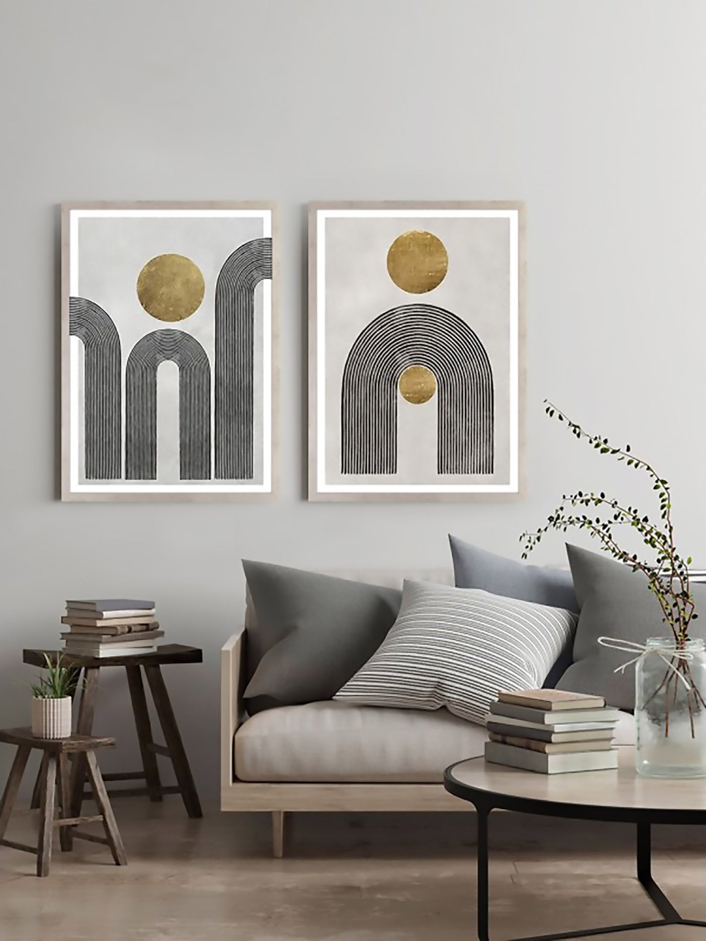 Wandbilder fürs Wohnzimmer mit geometrischen Figuren