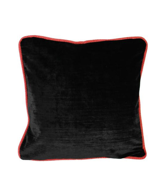 Dekokissen zweifarbig rot schwarz Samtstoff in 45 x 45 cm als Dekokissen