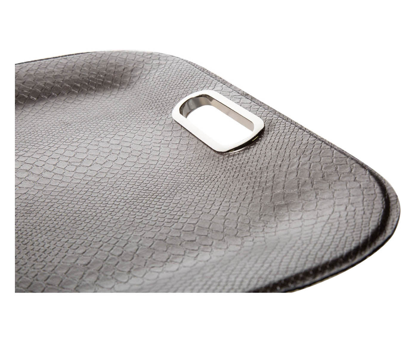 taupe farbenes Tablett mit stabilem Griff in silber