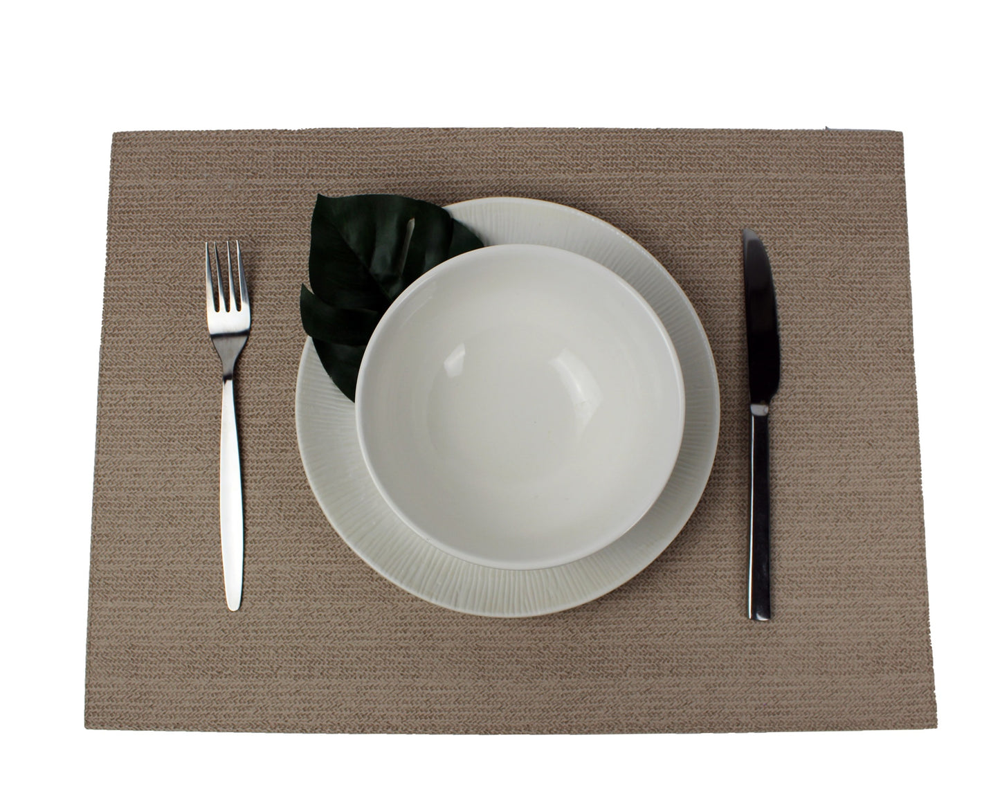 braun weißes Tischset rechteckig 45 x 33 cm groß im 6er Set