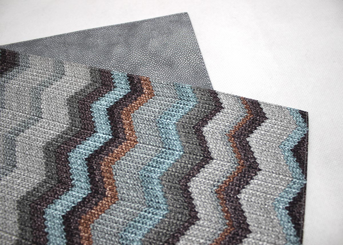 Platzset Zickzack grau blau und graues Set