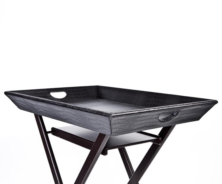 Tabletttisch in Farbe schwarz mit 2 Griffen
