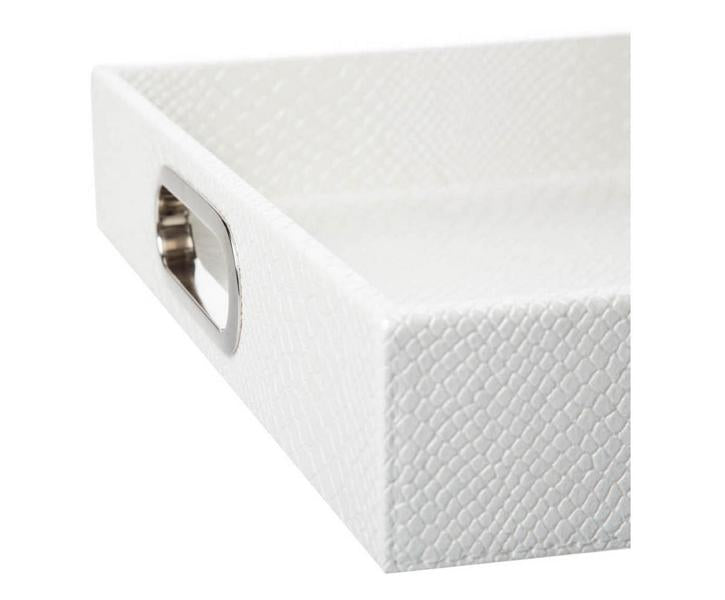 helles Tablett in Leder mit Edelstahl