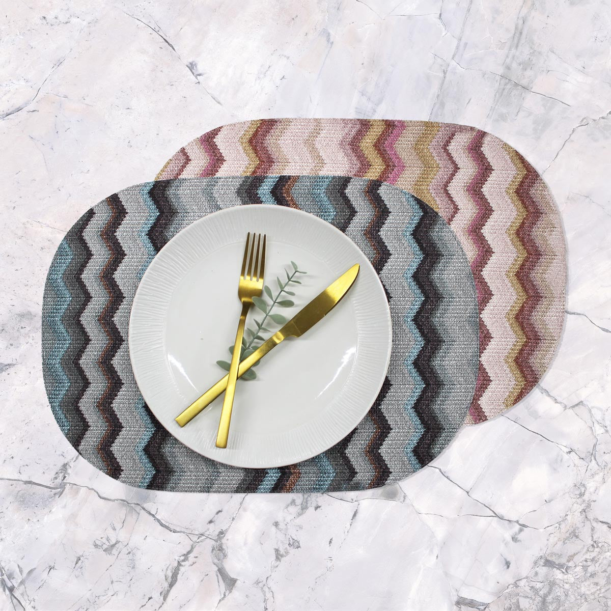 Signature 6-er Tischsets oval Zickzack