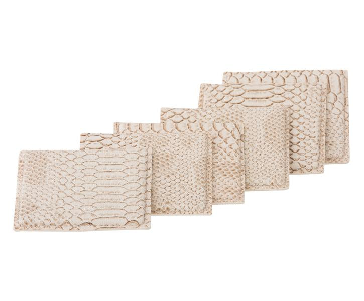 6 Stück Glasuntersetzer in creme weiß quadratisch