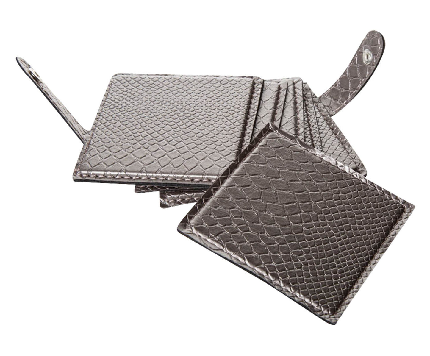 Glasuntersetzer 6er Set in Kunstleder taupe
