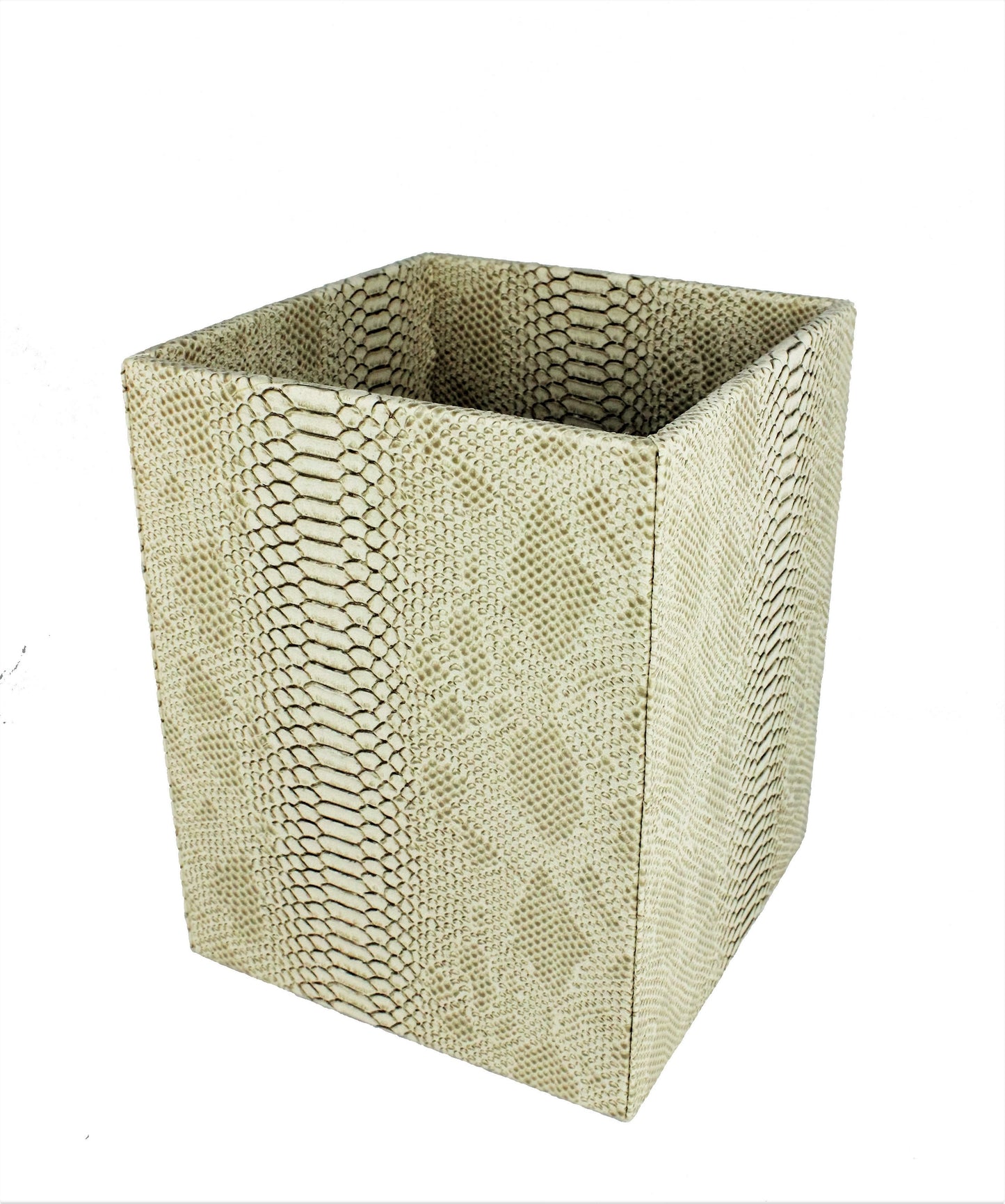 Mülleimer in Farbe beige mit Reptilleder Print