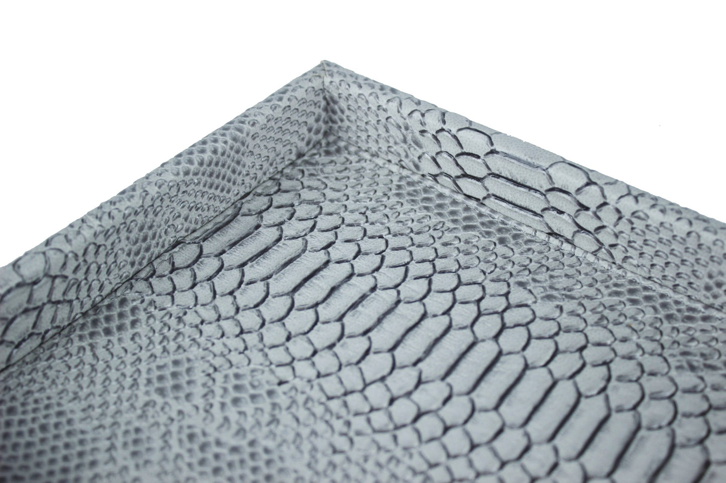 Krokoleder Tablett mit Rand in grau
