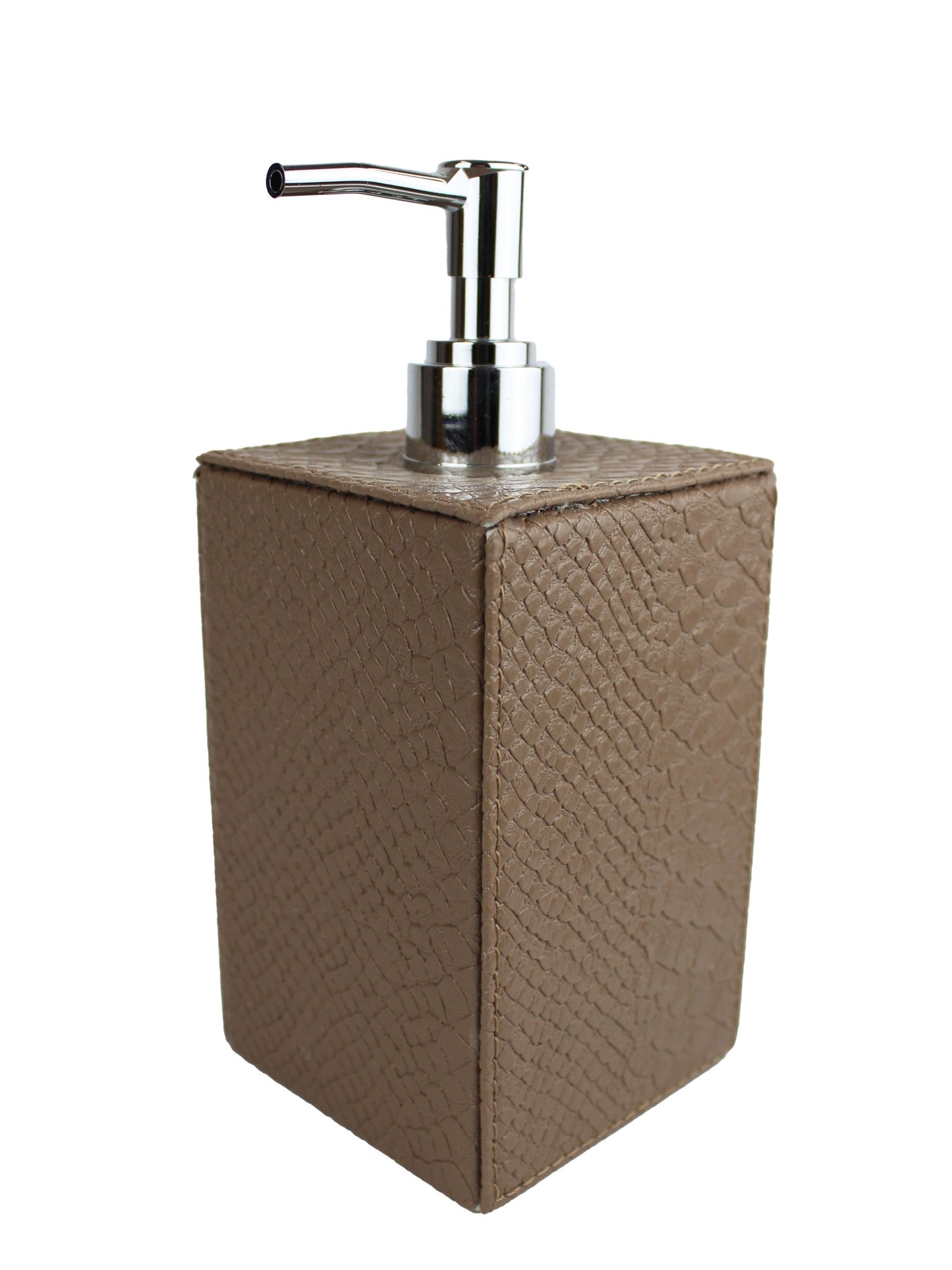 taupe farbener Seifenspender in Leder abwischbar