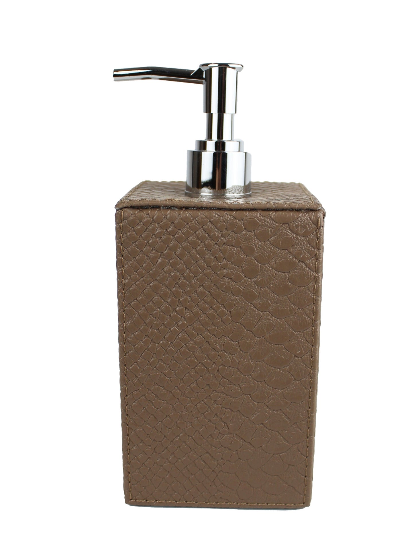 Seifenspender in braunem Leder mit Schlangenprint