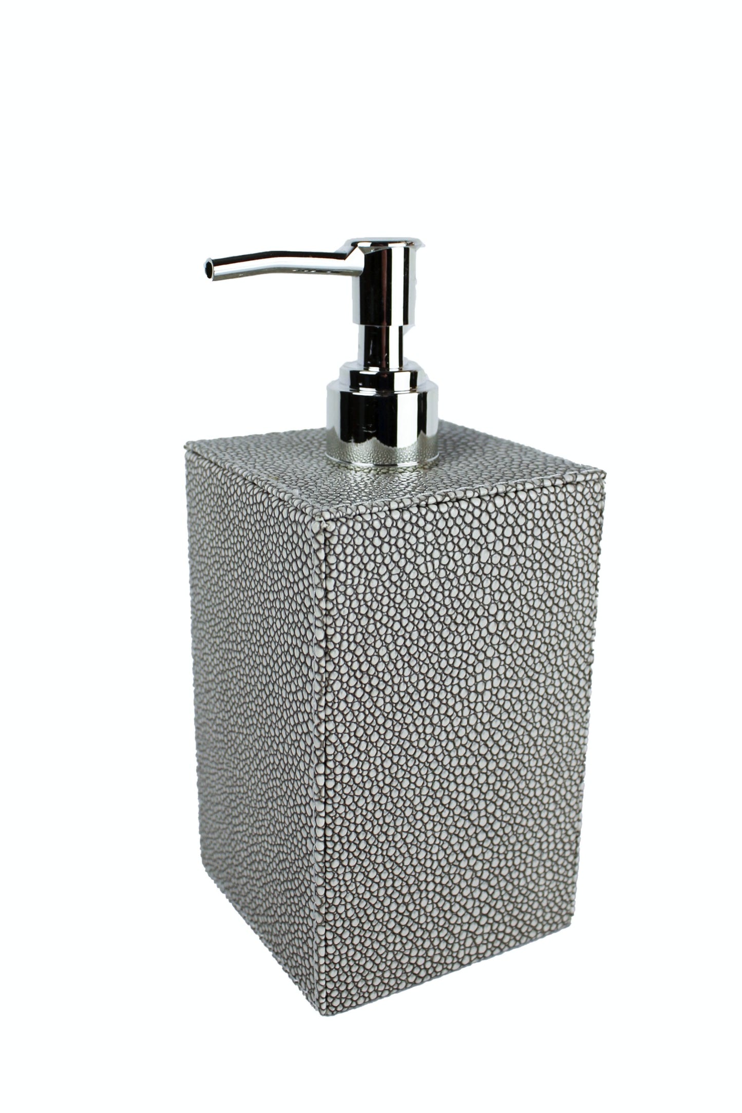 quadratischer Seifenspender in grauem Leder Rochen