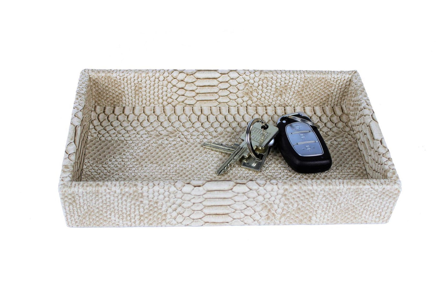kleines Tablett mit Schlüssel in beige