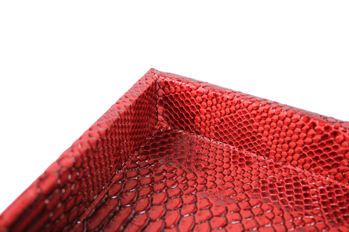 rotes, kleines Tablett in Kunstleder