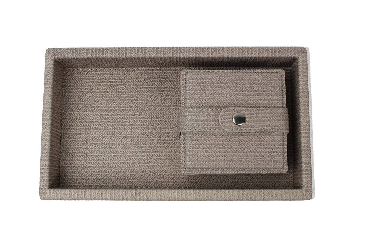 Tablett klein mit Glasuntersetzern in taupe braun