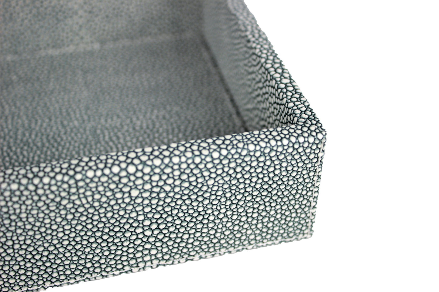 blaues Tablett mit Rand in Rochenhautleder Kunstleder