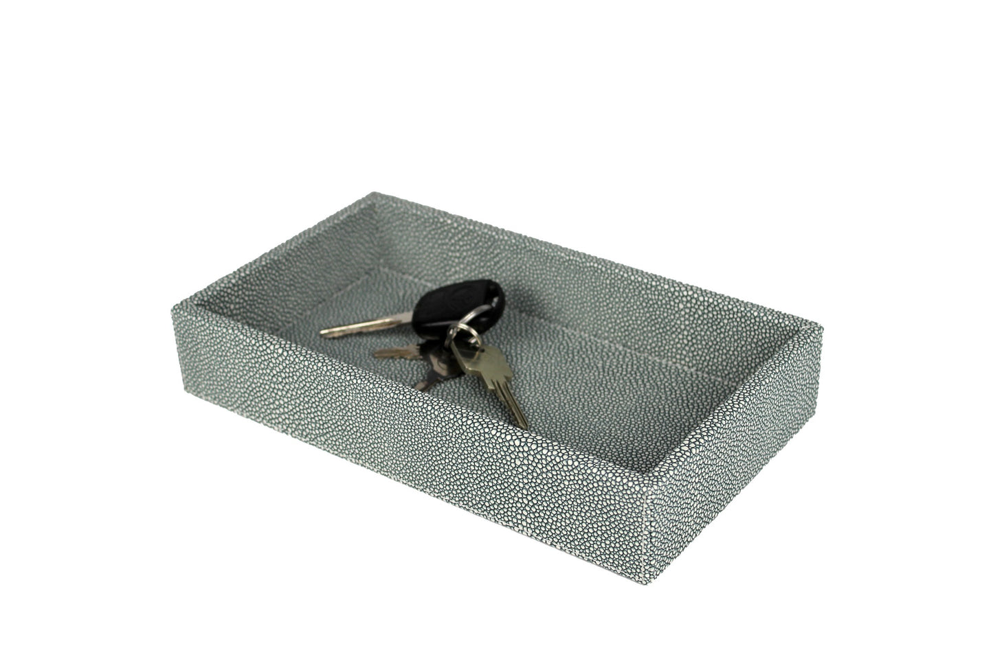 Tablett in Rochenhaut Optik Leder blau mit Rand