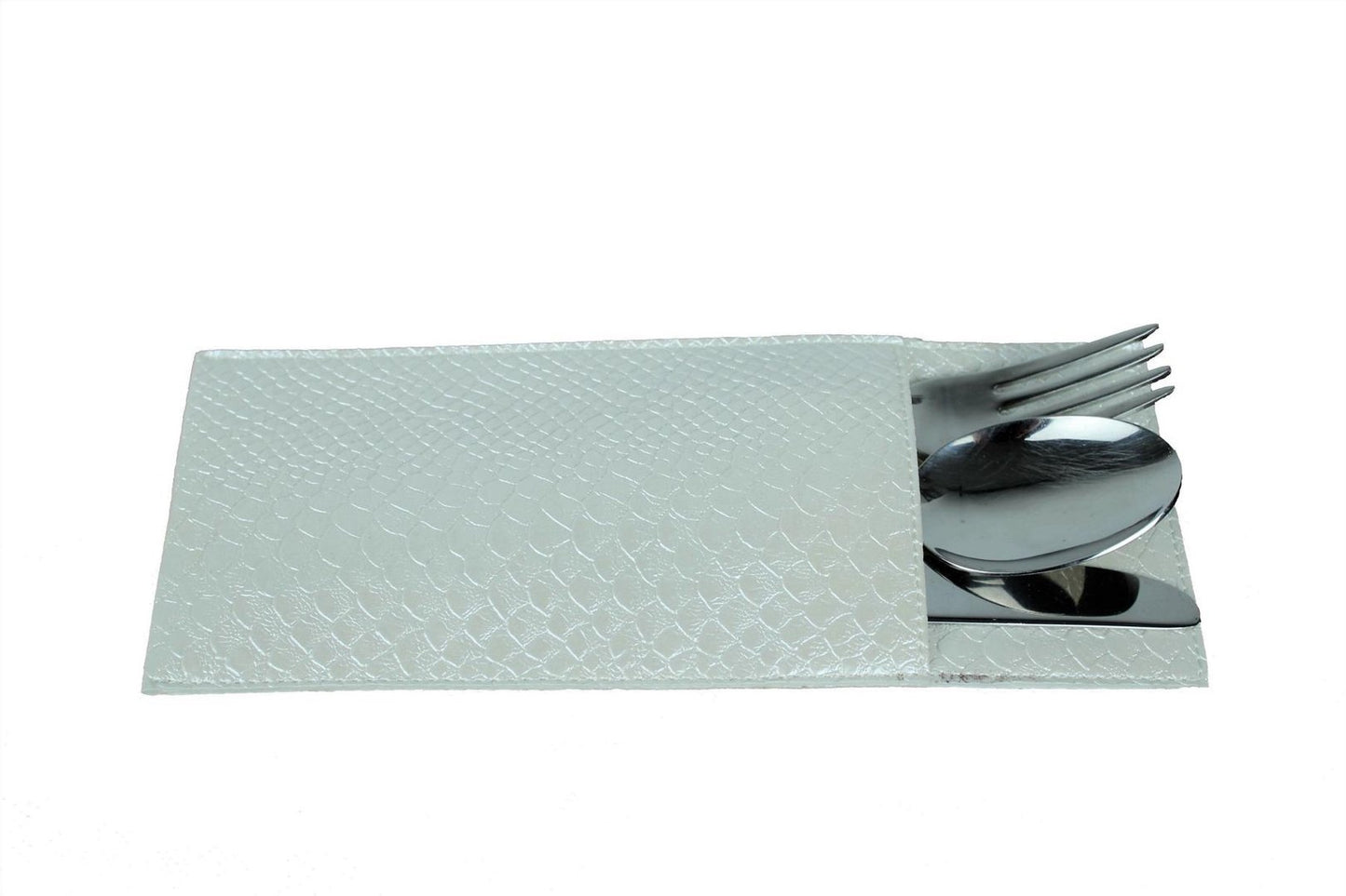 Bestecktasche mit Besteck in Farbe creme weiß