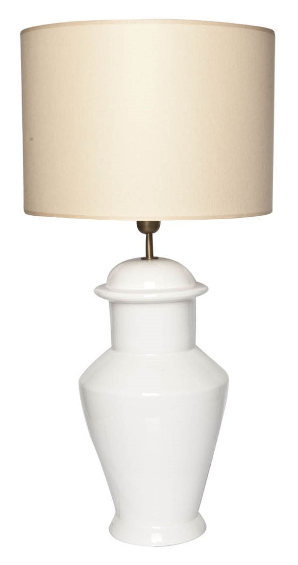 creme farbener Lampenfuß mit Schirm in beige