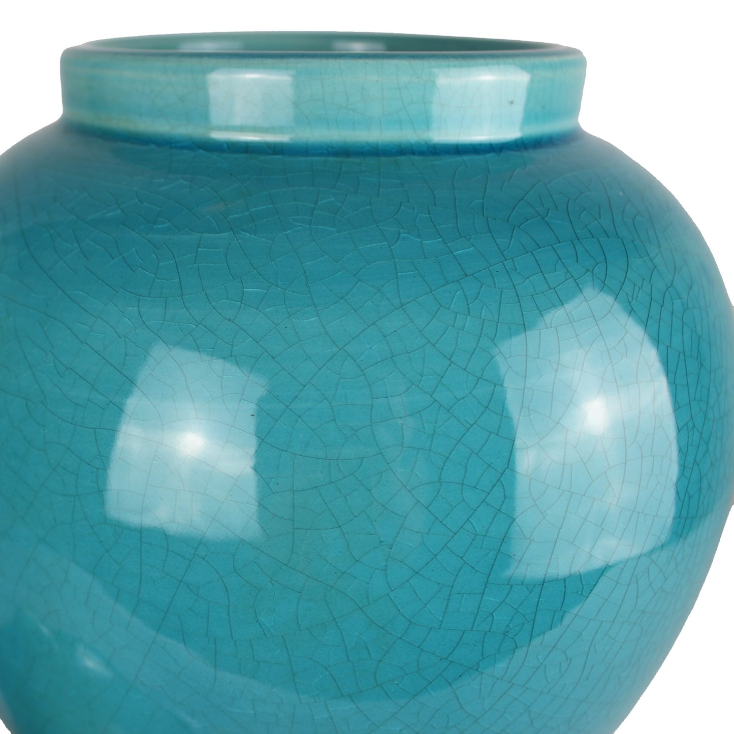 Vase mit Krakele Antiklook in grün türkis