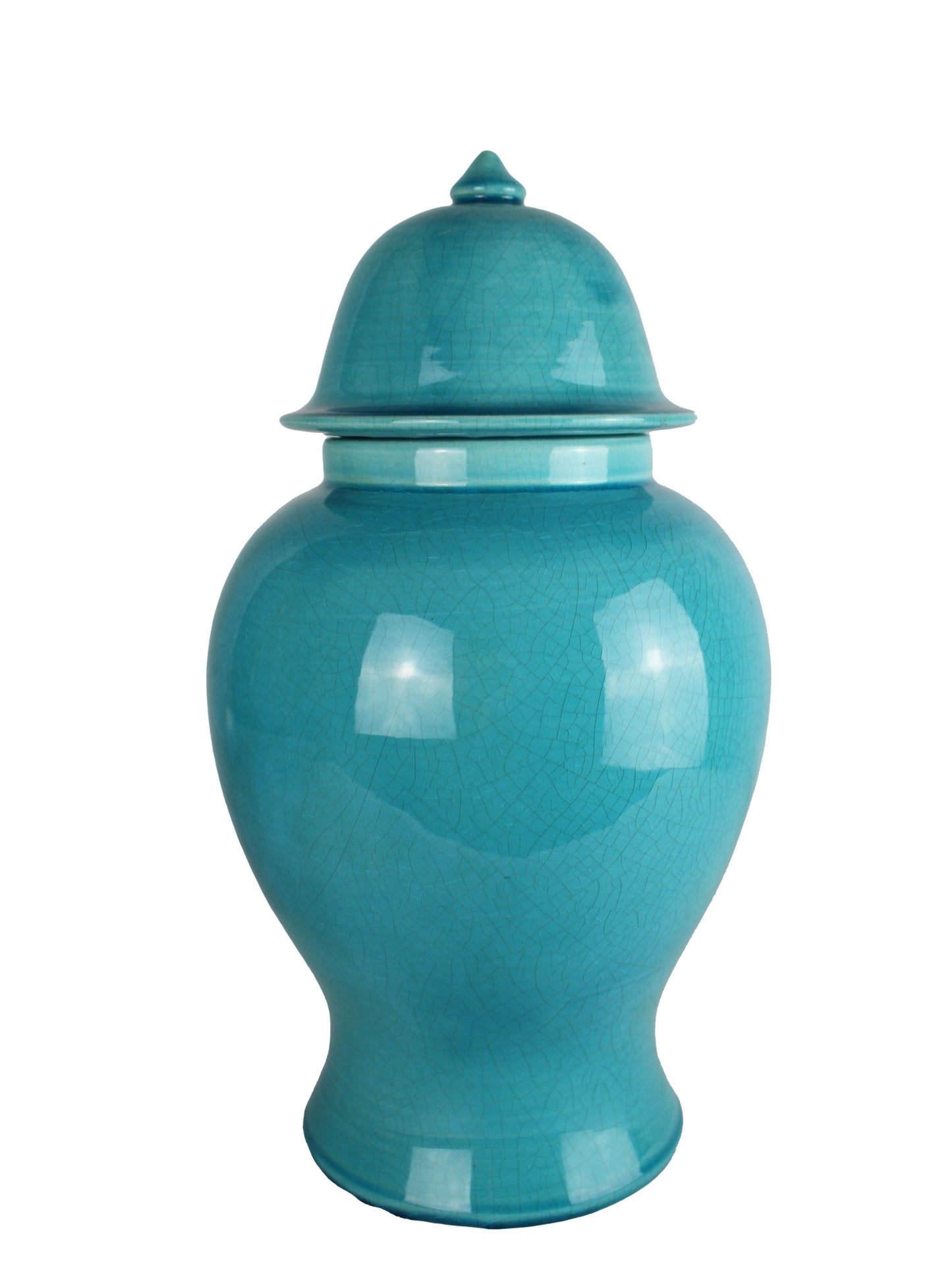 Keramikvase mit Deckel türkis in Höhe 40 cm