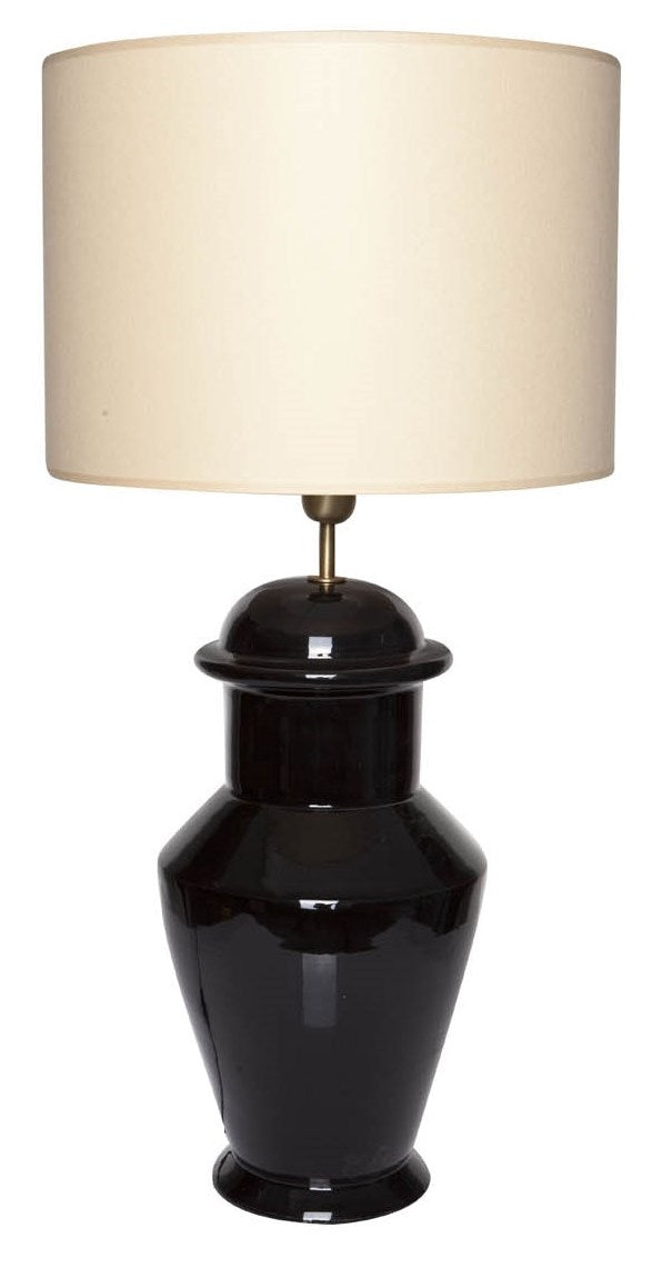 schwarze Lampe zum Lesen mit Zylinderschirm