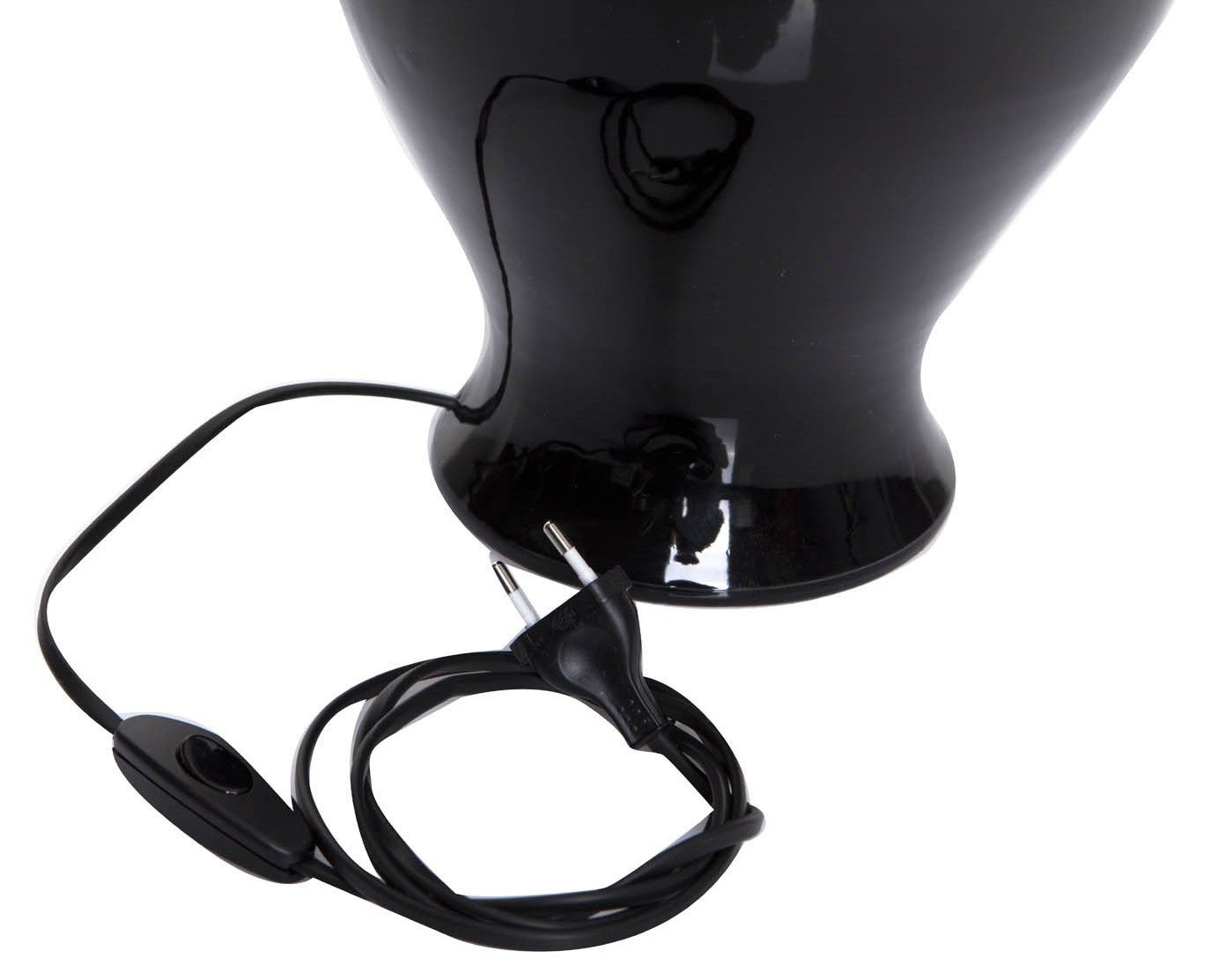 Netzkabel der Tischlampe in schwarzer Keramik