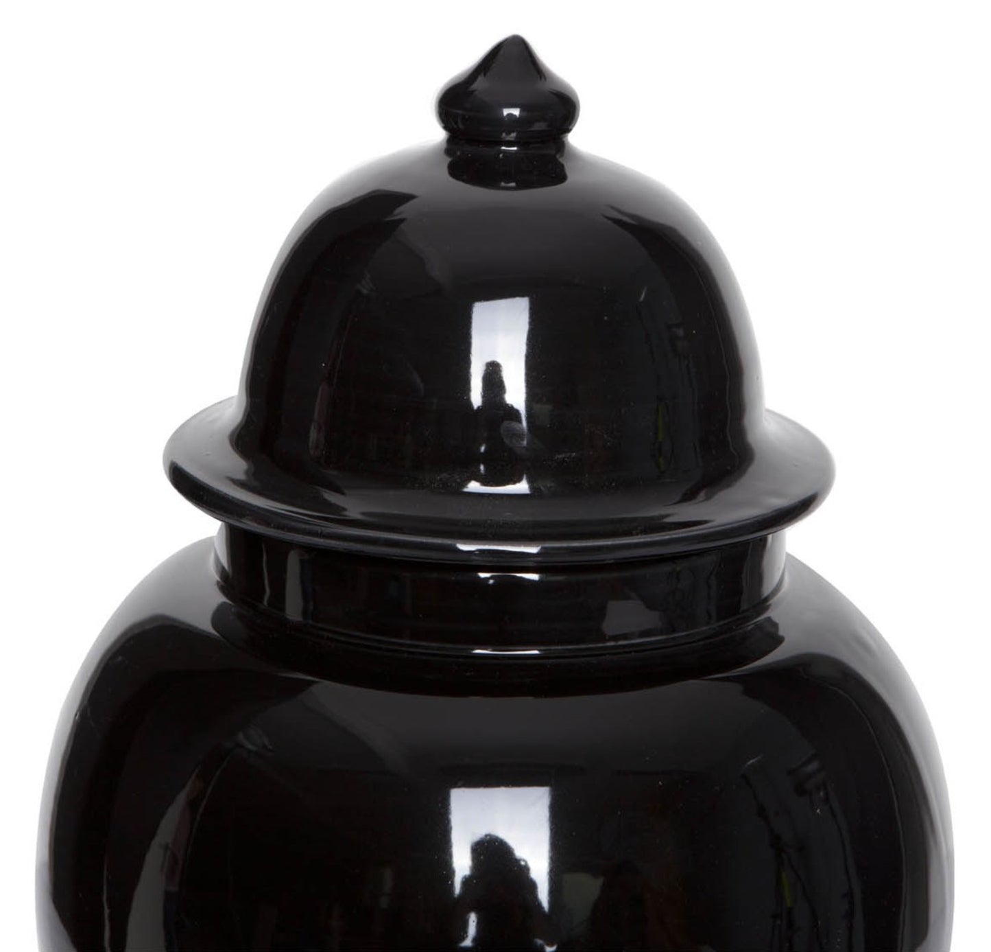 glänzende Vase mit Deckel in schwarz