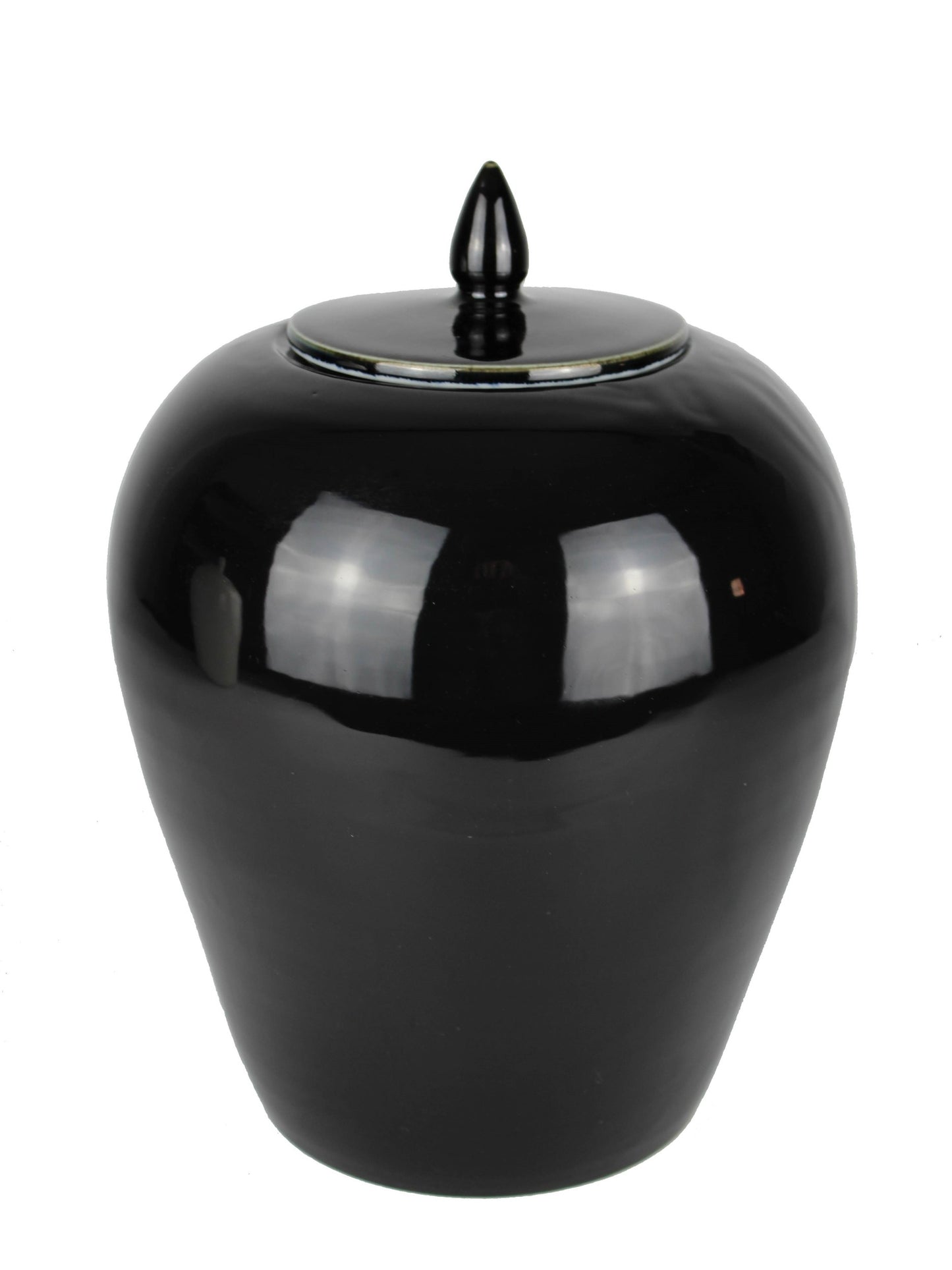 Deckelvase schwarz aus Keramik