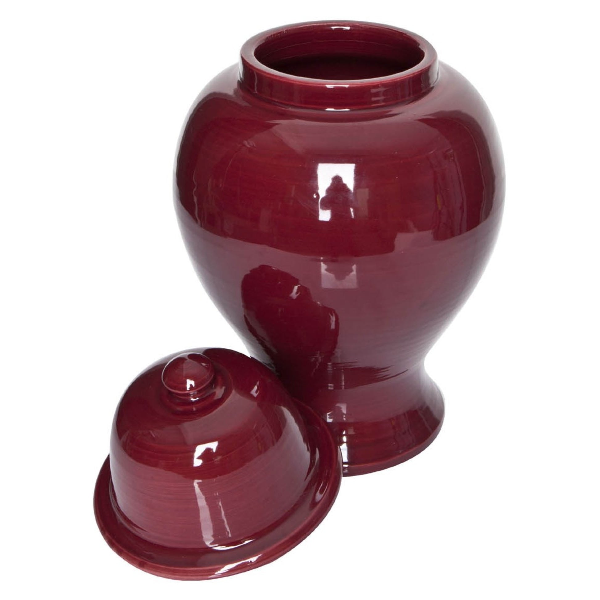 italienische Vase mit Deckel rot